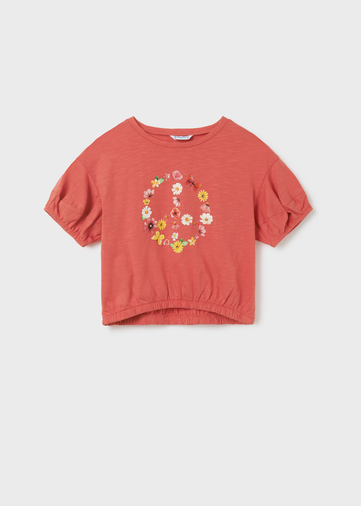 Camiseta feminina de algodão sustentável com mangas bufantes