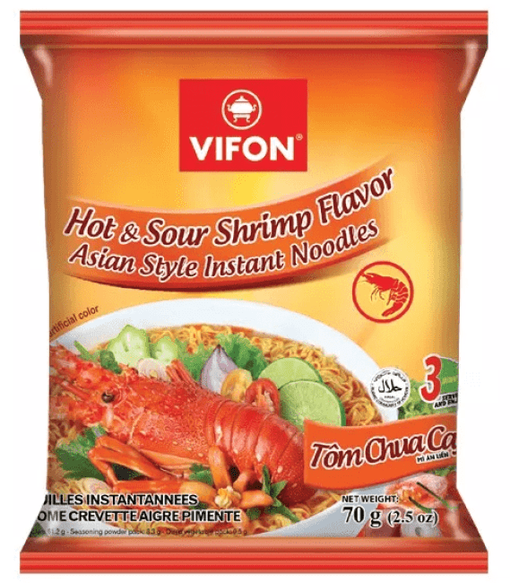 Vifon Instant Noedels Heet en Zure Garnalenmaak 70g