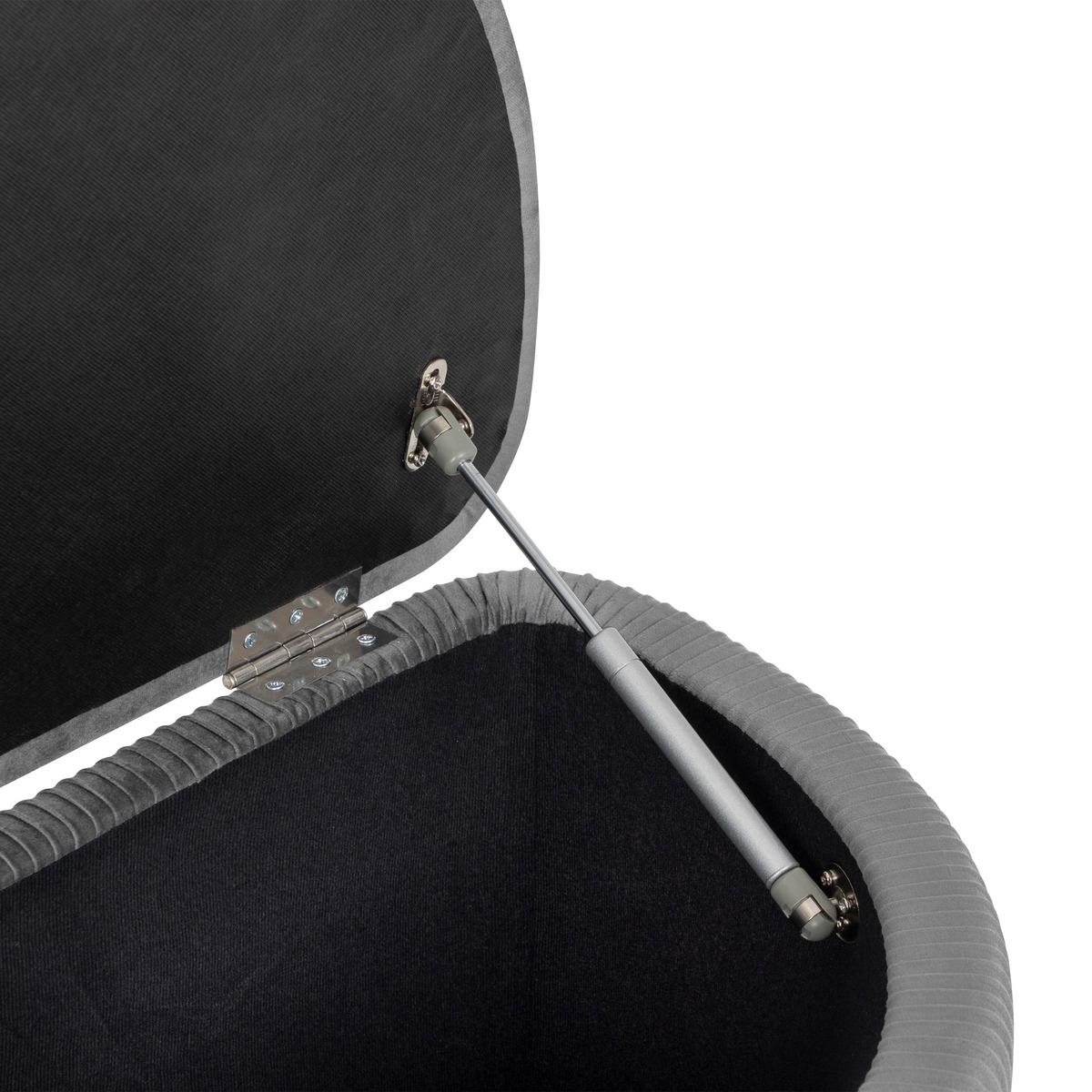 BANC COFFRE VELOURS SOLARO GRIS D.100X40CM