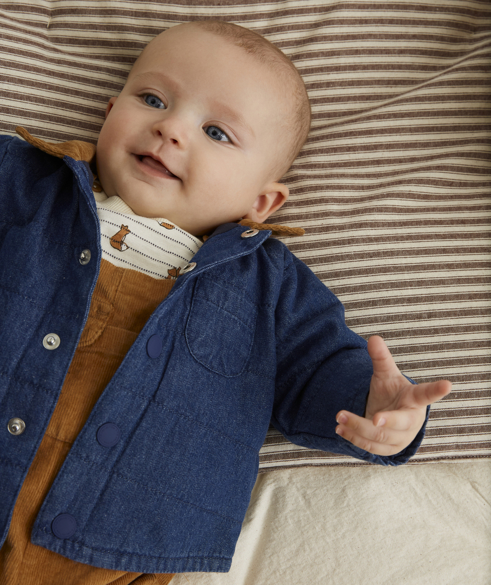 CHEMISE STYLE SURCHEMISE BLEUE AVEC COL CAMEL BÉBÉ GARÇON