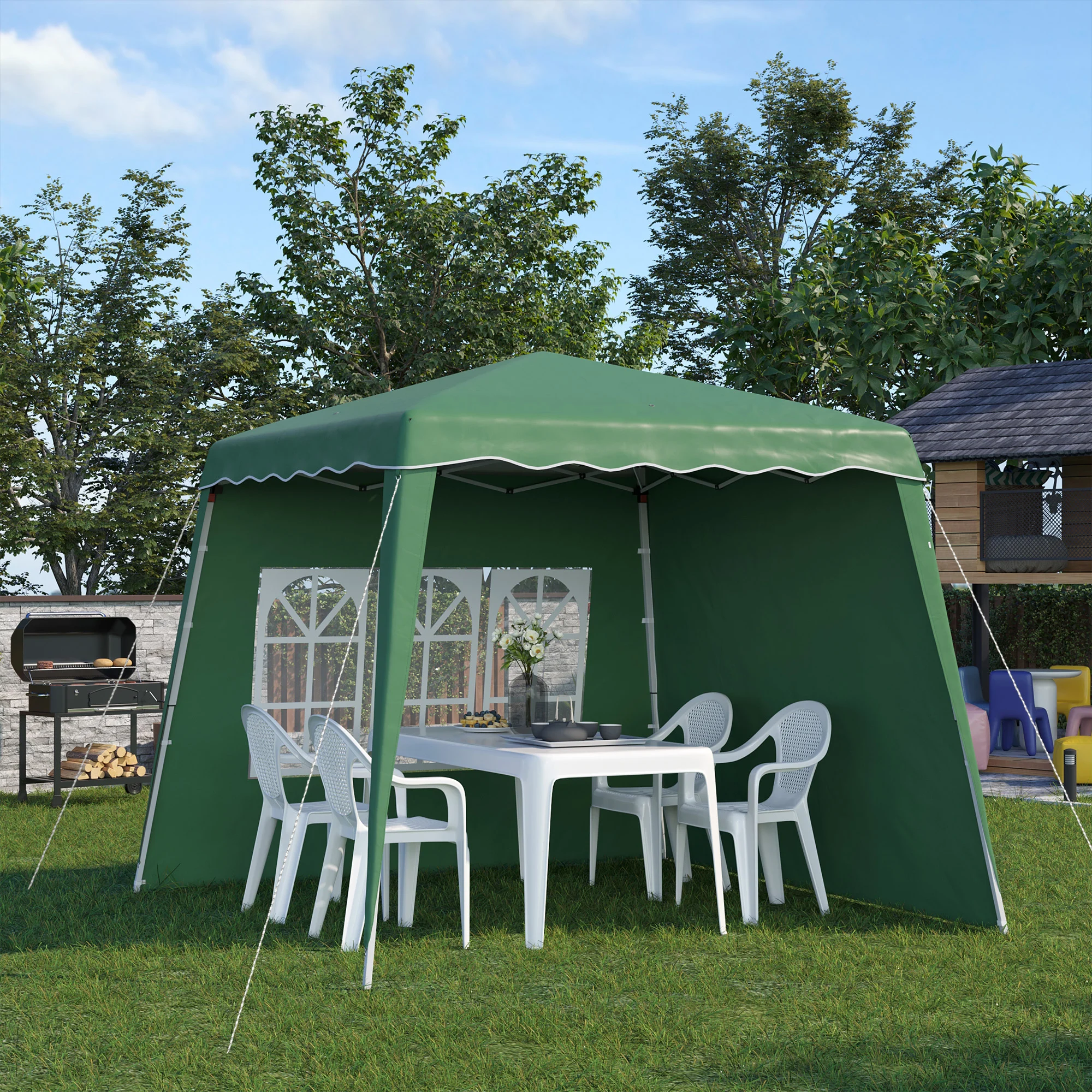 Tenda dobrável Outsunny com 2 paredes laterais