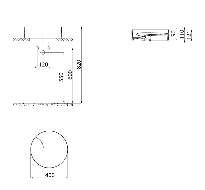 Sanigoods Twist opbouw waskom 40x40cm glans wit