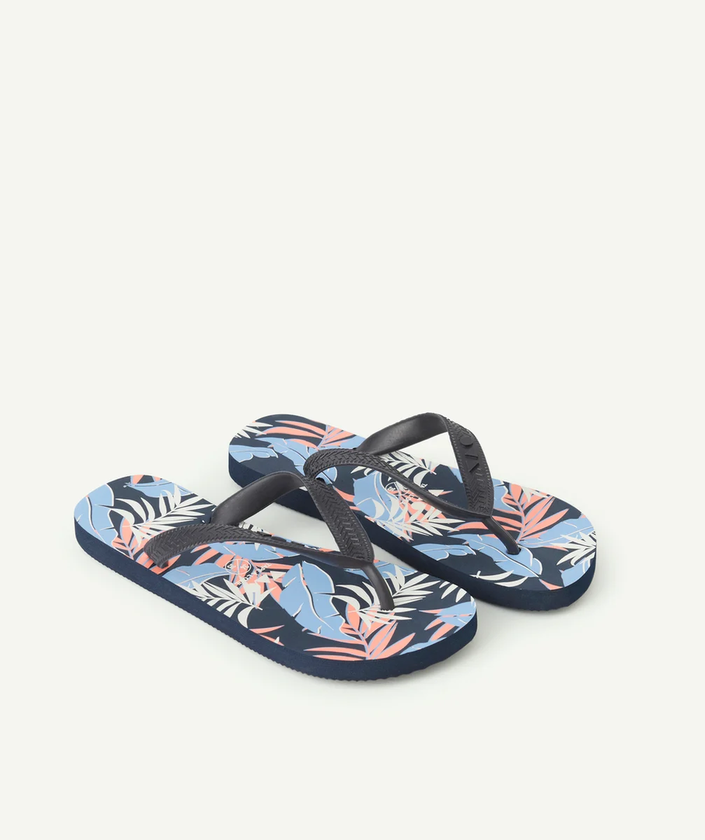 tong garçon bleu marine imprimé tropical