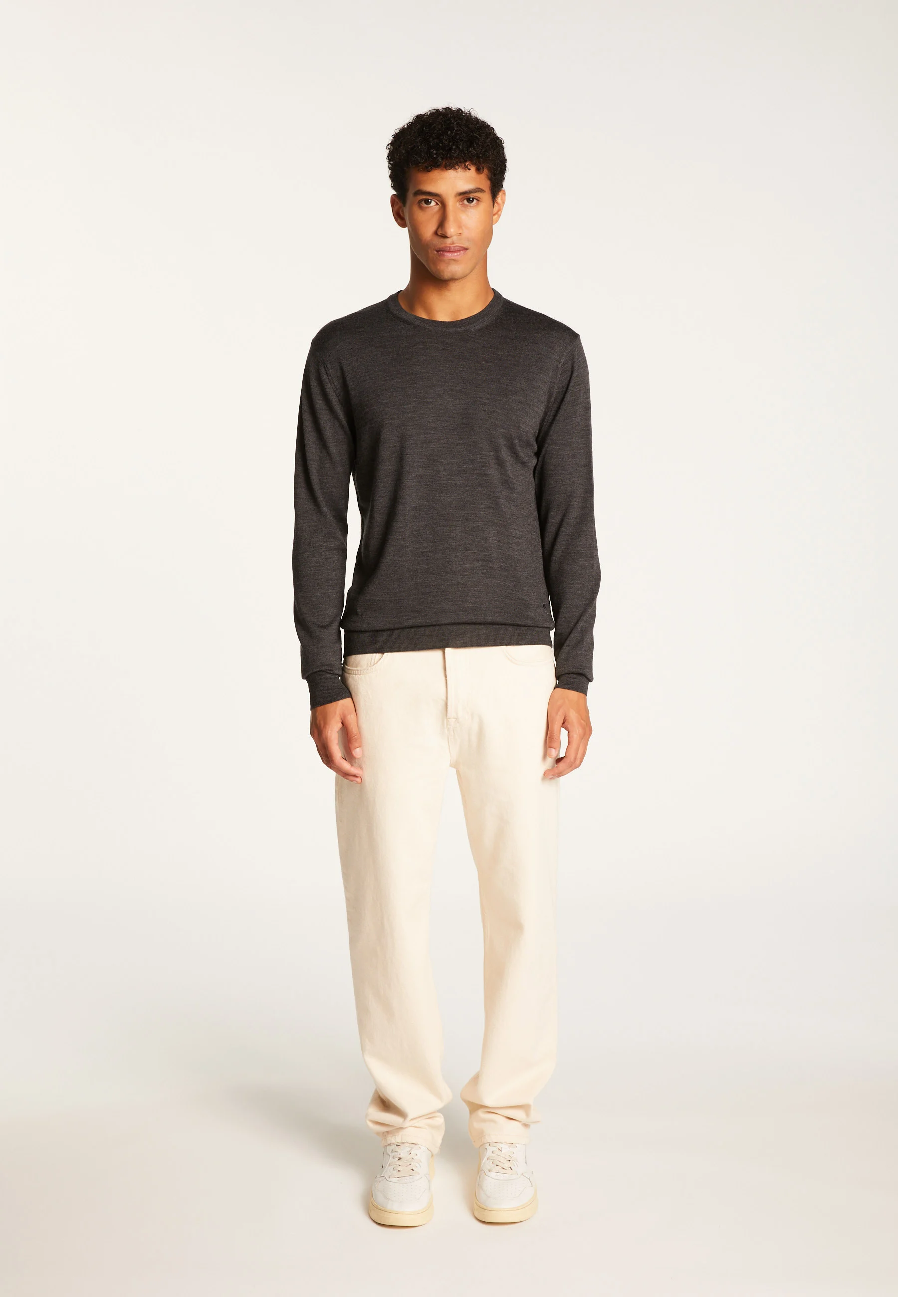 EDDIEAH24 - Pull col rond en laine mérinos | Gris