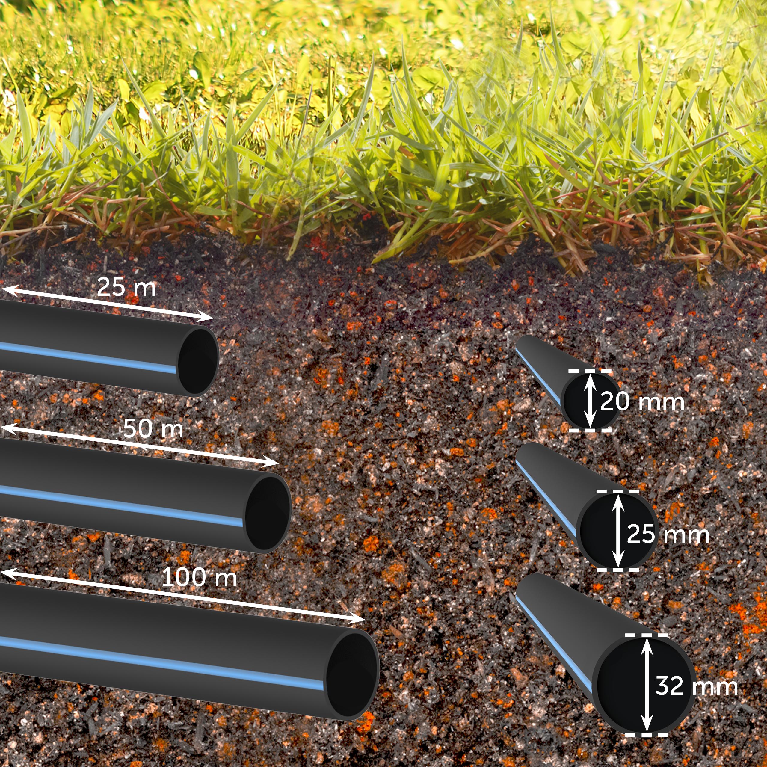 KIRCHHOFF HDPE Rohr 20 mm x 50 m Bewässerungssystem, Kunststoffrohr Gartenbewässerung Made in EU