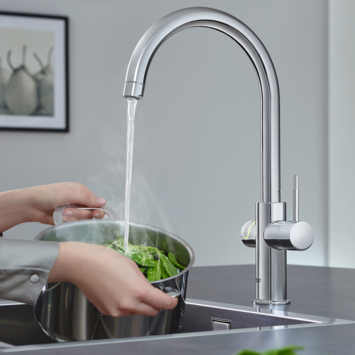Grohe Red Compact Keukenkraan met C-uitloop en 4 liter Kokend Water Boiler Chroom
