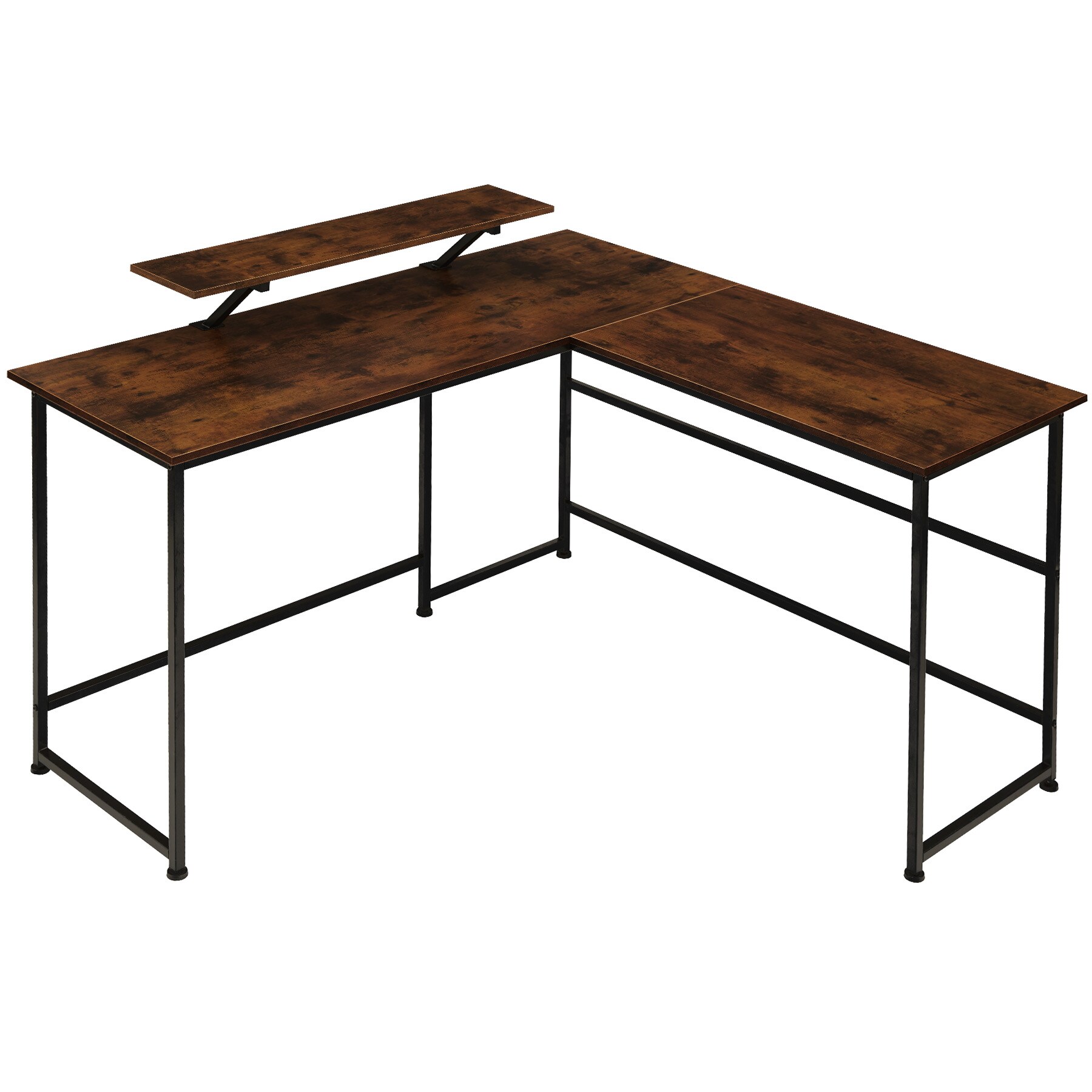 tectake® Schreibtisch, Industrial Style, mit verschiebbarem Monitoraufsatz, 140 x 130 x 76,5 cm