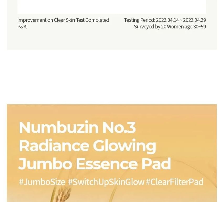 numbuzin - No.3 Radiance Glowing Jumbo Essence Pad