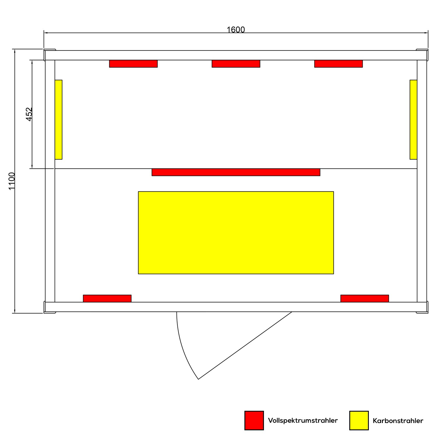 Dewello® Infrarotkabine Infrarotsauna PIERSON 160cm x 105cm inkl. 6 Vollspektrumstrahler, 3 Karbonstrahler, 3 Personen