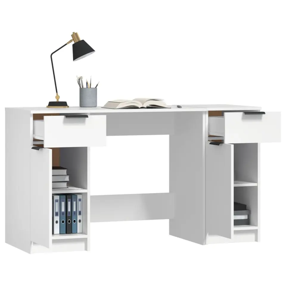 vidaXL - Bureau - Wit - Bewerkt hout
