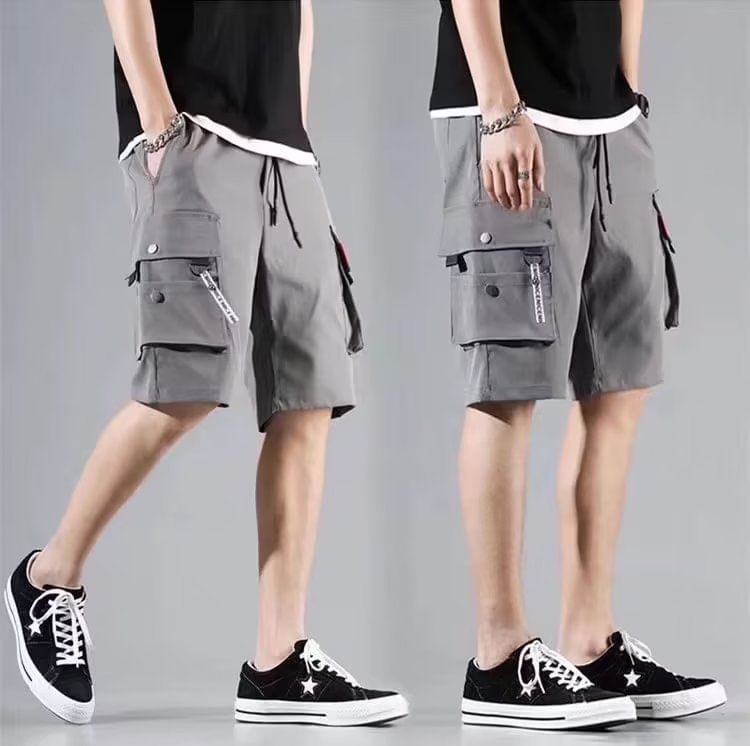 Craltuxe - Effen cargoshorts met trekkoordtaille