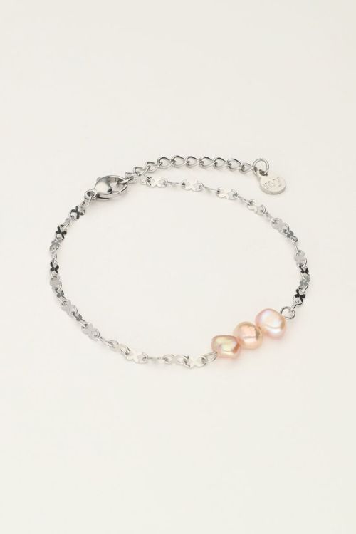 Armband met drie paarse parels