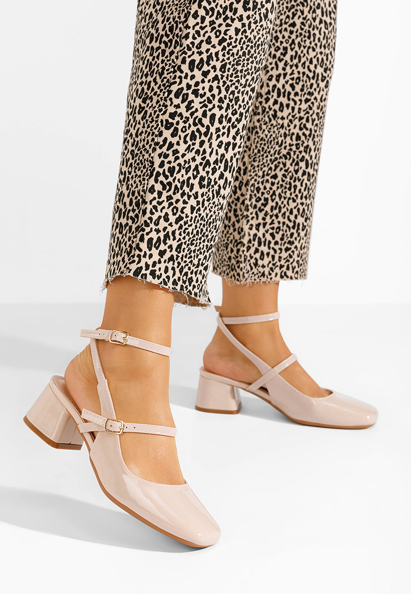Chaussures à talon épais beige Linares