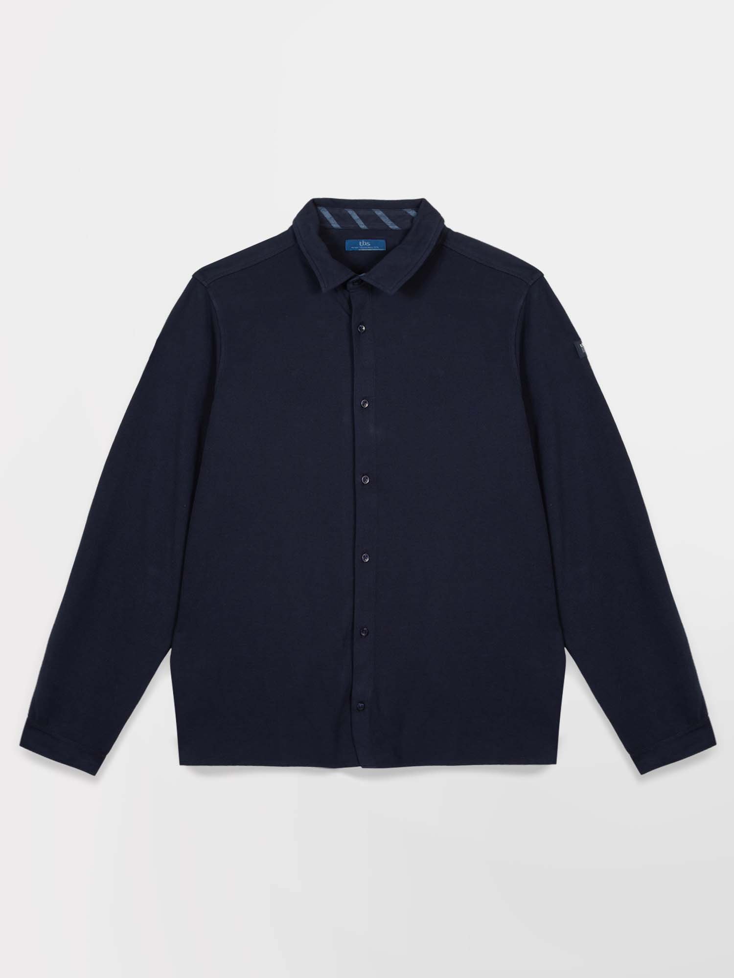 Chemise Homme Manches Longues Coton Piqué Marine