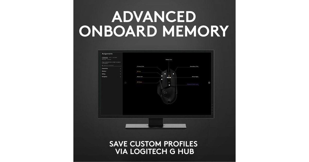 LogitechG502 HERO High Performance Gaming Mouse  (Zwart, 100 - 25.600 dpi, RGB leds)