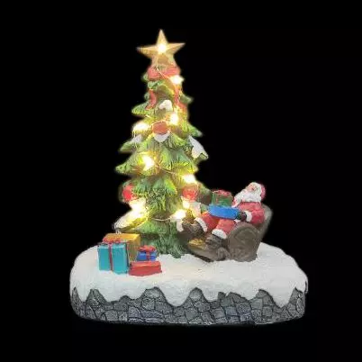 Scène de vie illuminée à piles Sapin du Père-Noël