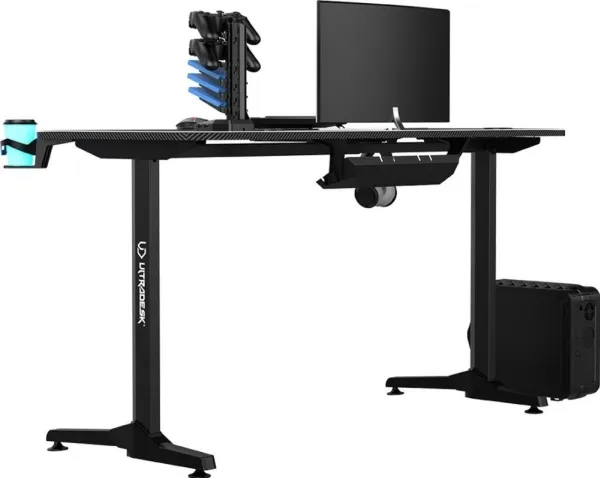 Ultradesk Frag Gaming Desk, sort med sort måtte
