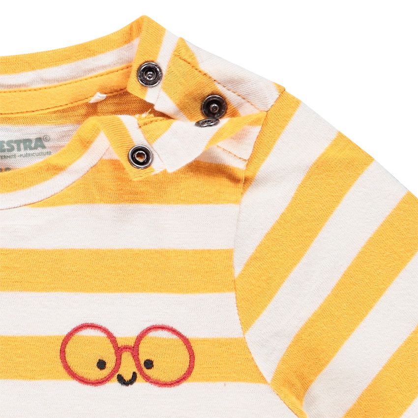 T-shirt manches longues rayé en coton bio pour bébé garçon - Jaune
