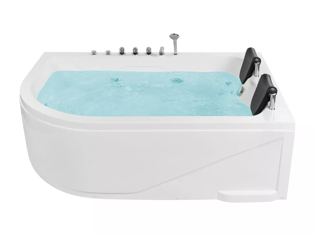 Baignoire angle droite blanche 180 x 120 cm avec LED CALAMA