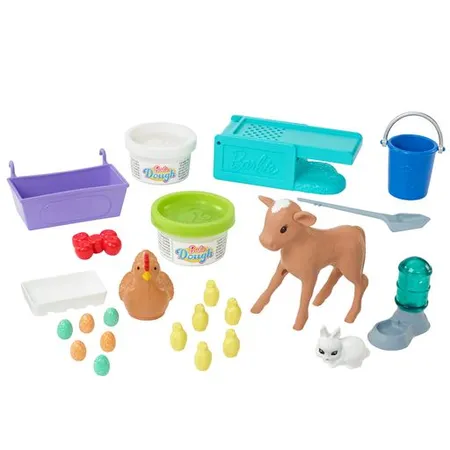 Barbie Hühnerhof Spielset, Barbie-Puppe, zierliche Körperform, brünett, Zubehörteile, für Kinder ab 4 Jahren