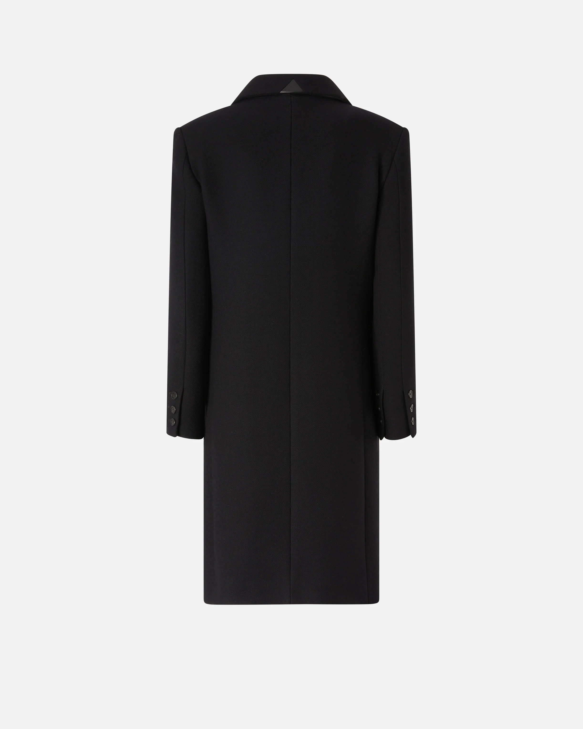 Manteau droit en drap de mélangée | Noir