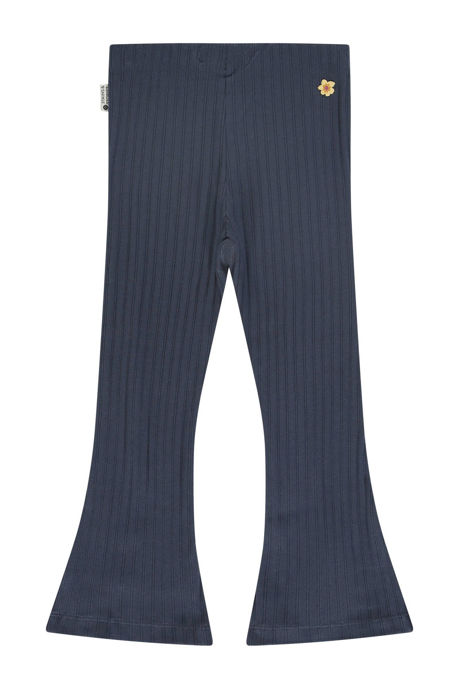 Stains&Stories flared broek donkerblauw