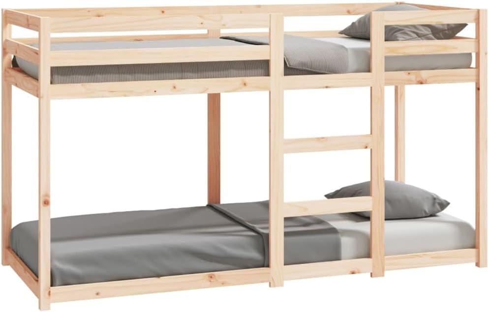 vidaXL Etagenbett, Stockbett für begrenzte Platzverhältnisse, Hochbett mit Leitplanken, Bett Bettgestell Bettrahmen, 75x190cm Massivholz Kiefer EA9469606
