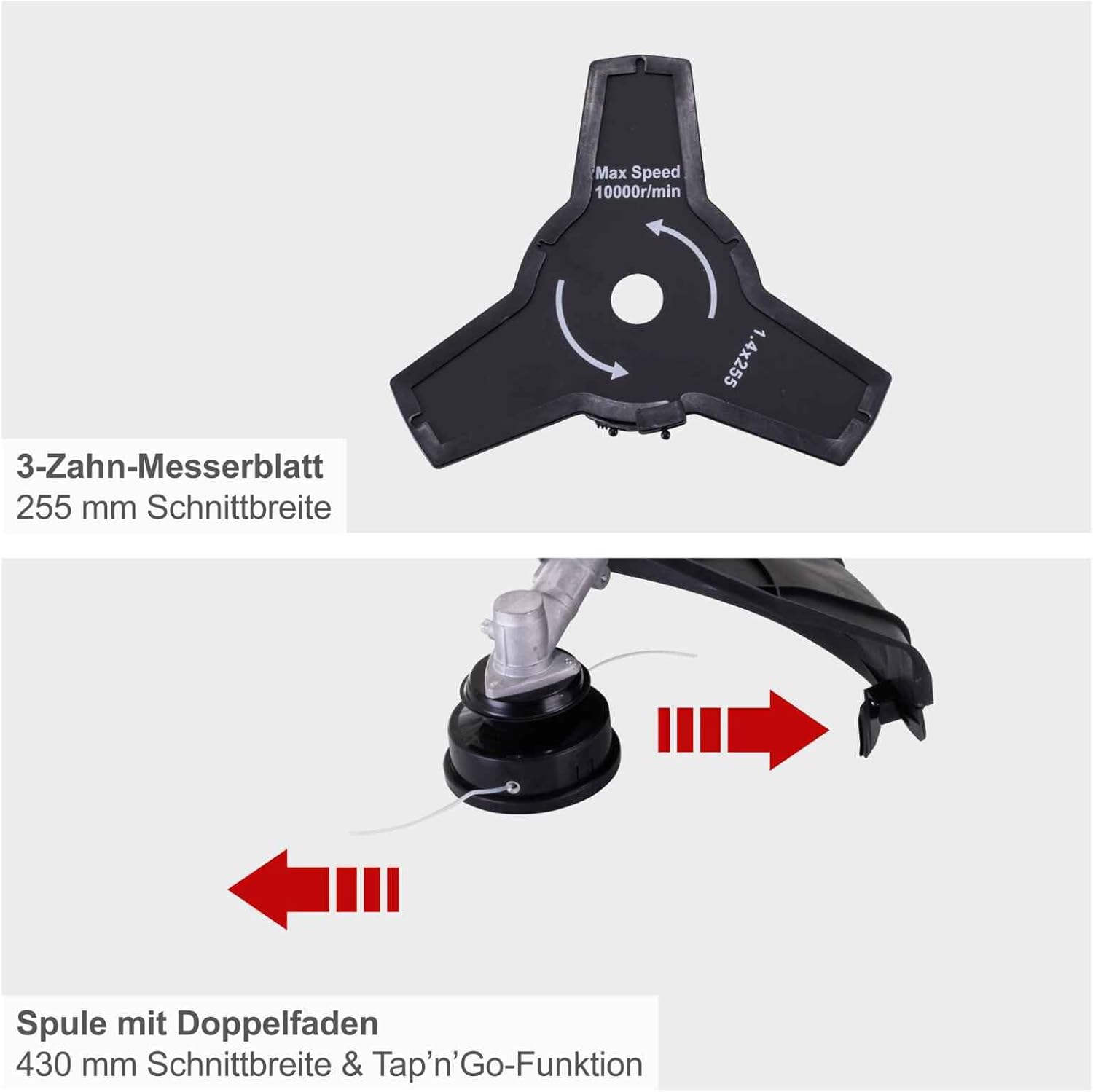 Scheppach Benzin Freischneider PBC330 Rasentrimmer & Motorsense 2in1 | Schnittbreite 430/255mm | Leistung 1,22PS | 2 Takt Motor mit 32,5cm³ Hubraum | Easy Start | mit Fadenspule, Messer & Schultergurt