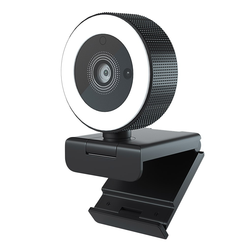 HD Webcam 4MP 2K Full HD Kamera Laptop / PC mit Mikrofon / Autofokus / LED Ringlicht und Fernbedienung - Schwarz