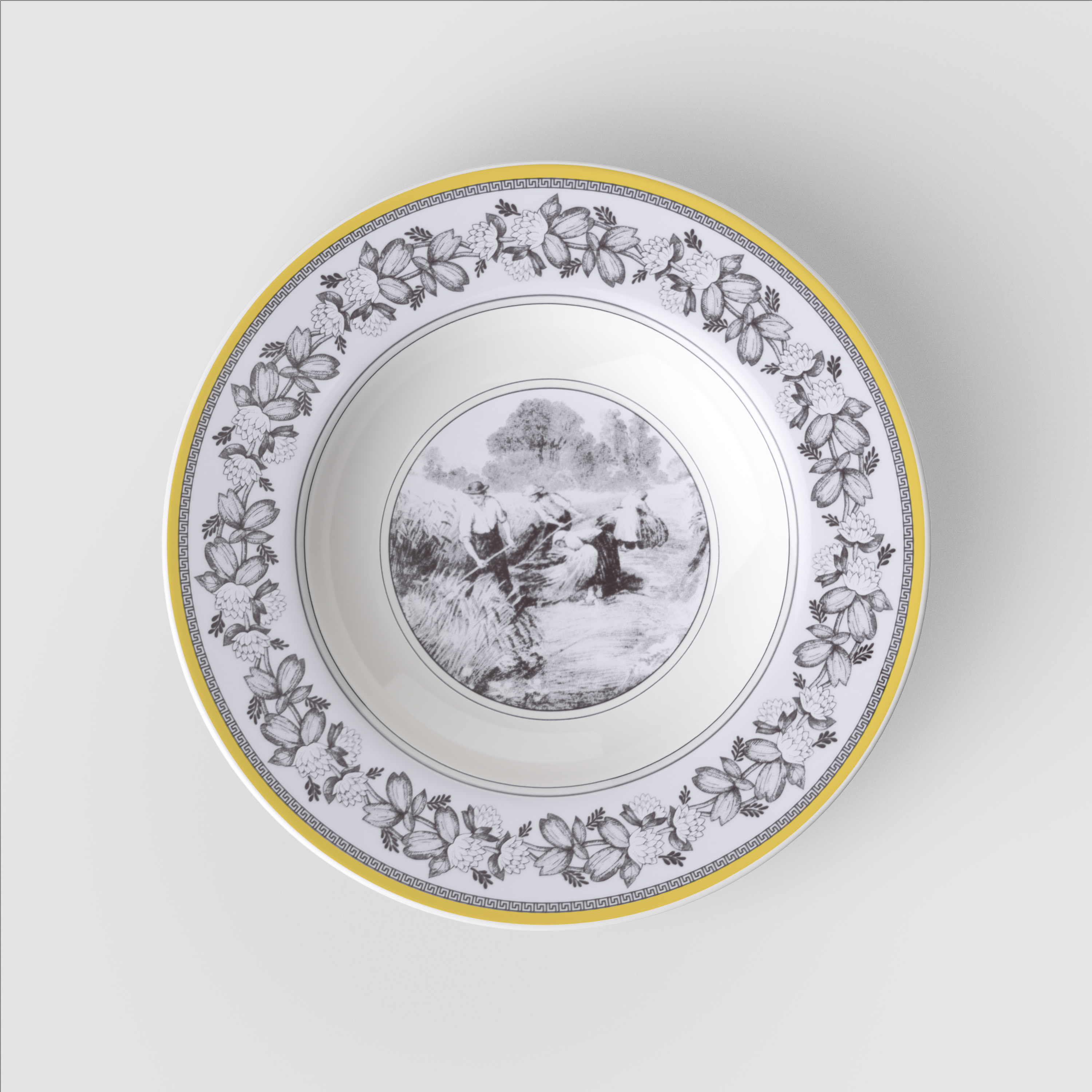 Audun Soup bowl Multi-colored, 9.6'', Premium Porcelain
