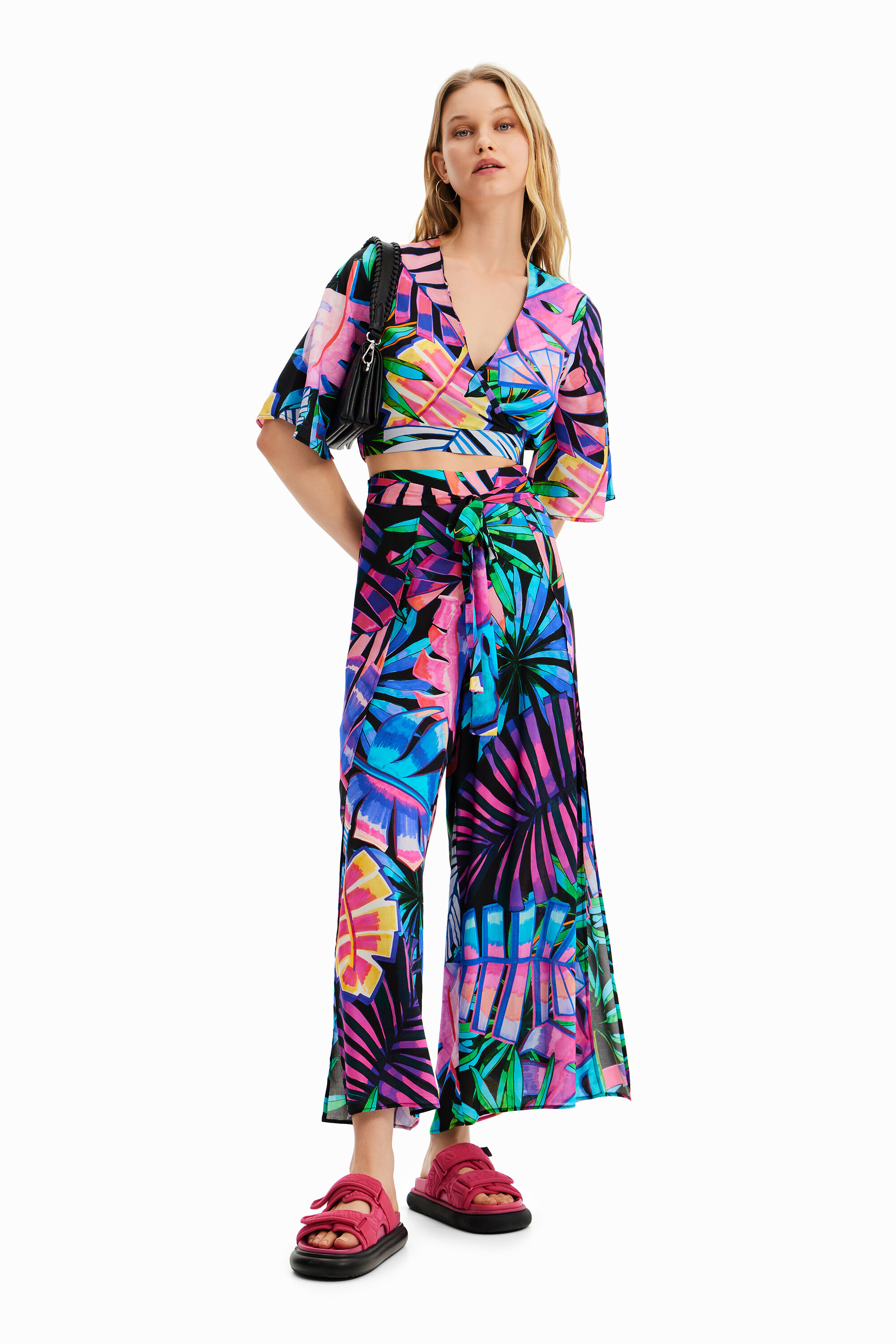 Crop top croisé tropical