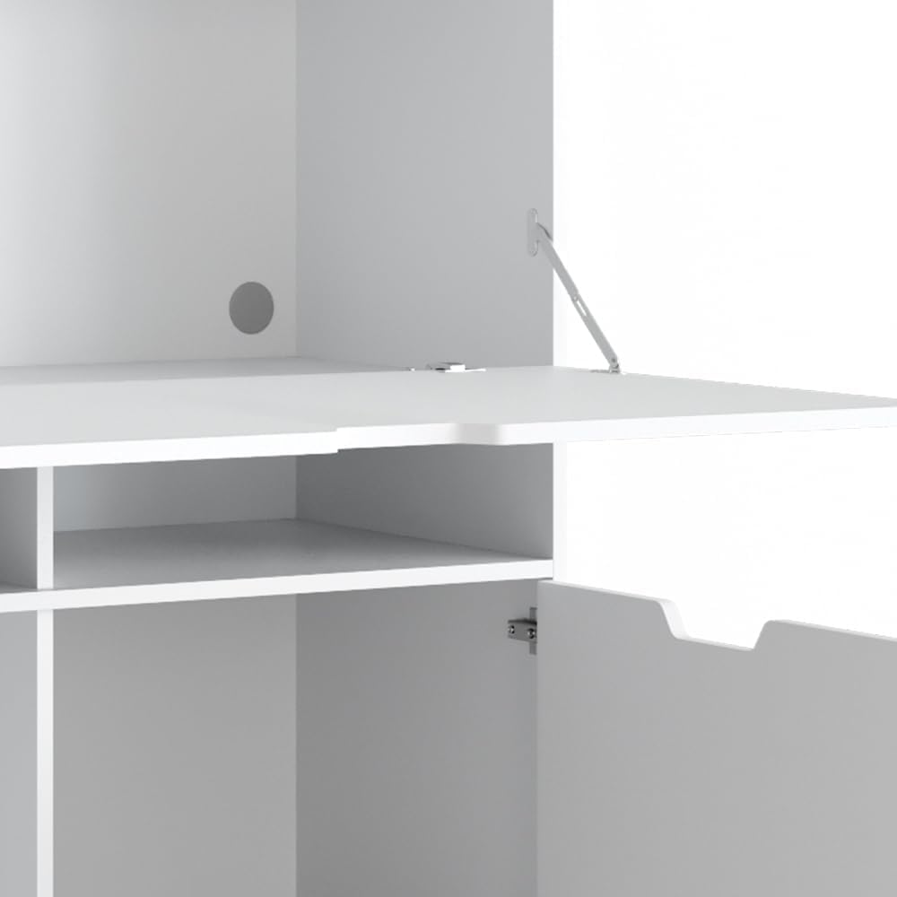 Vicco Sekretär Schreibtisch Berdi, Arbeitstisch mit Schrank, Weiß, 110 x 45 cm