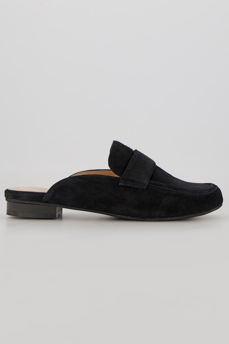 Leder-Mule, weiches Veloursleder, Weite H