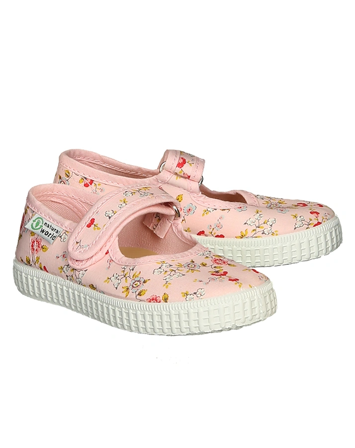 Ballerinas mit Klettverschluss geblümt in rosa