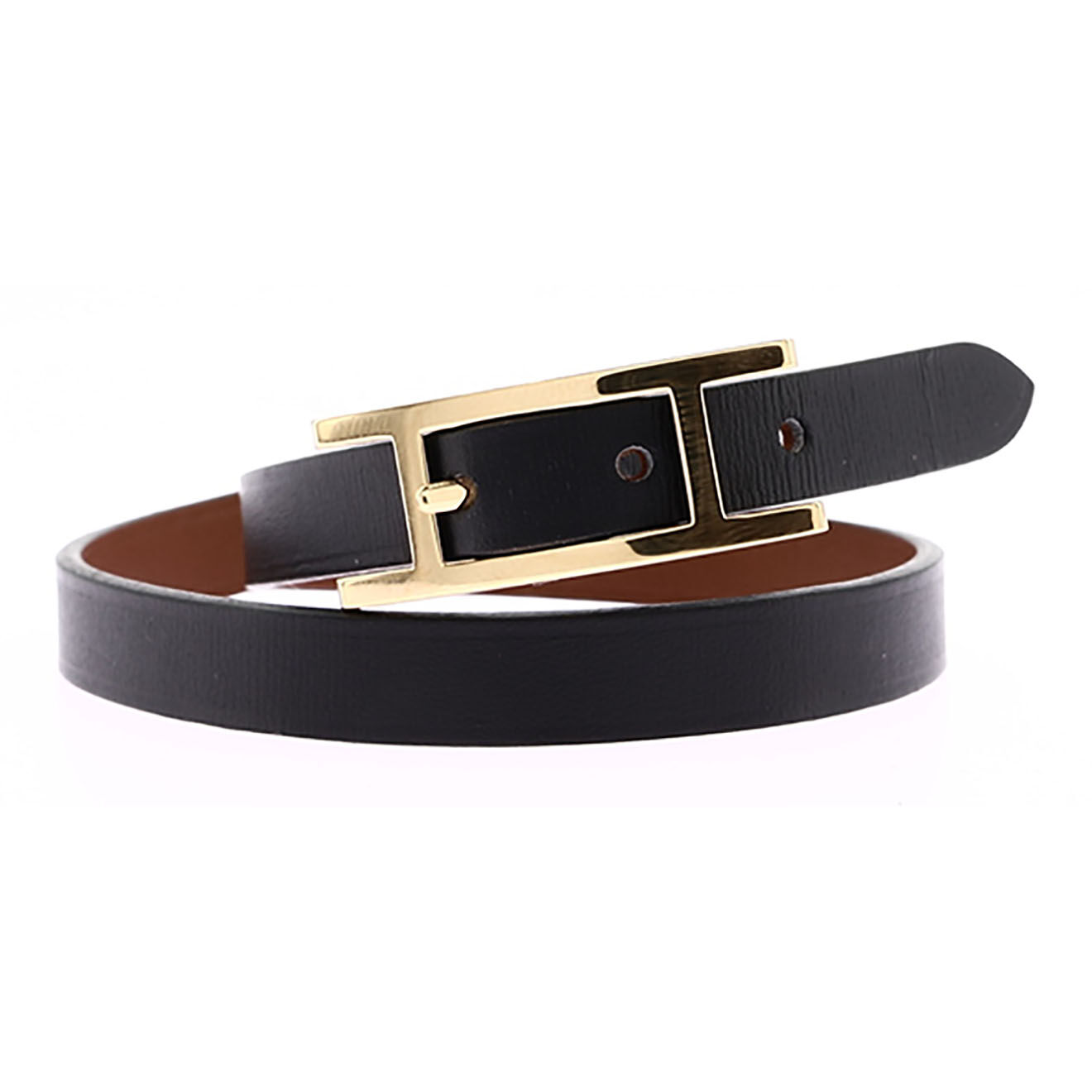 Hermès Bracelet Behapi double Tour en Cuir noir - Très bon état