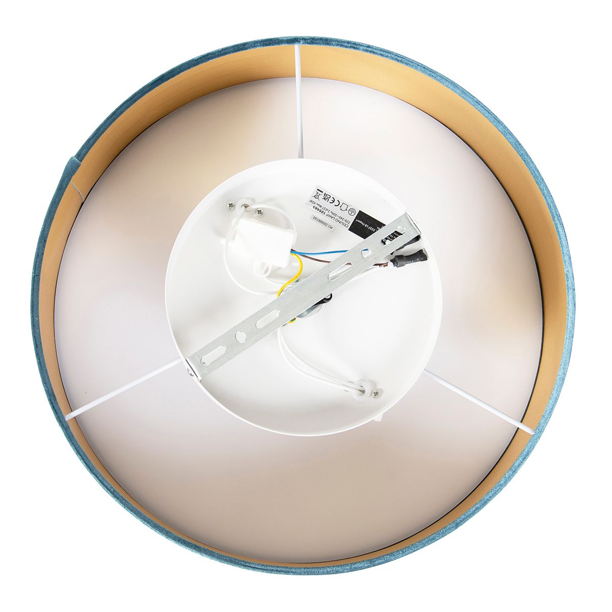 Moderne plafondlamp blauw 40 cm met gouden binnenkant - Drum