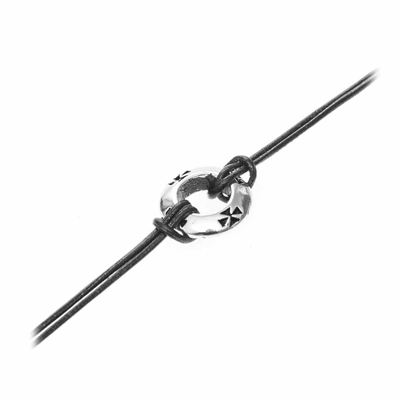 Bracelet Homme Argent Et Cuir Anneau Croix