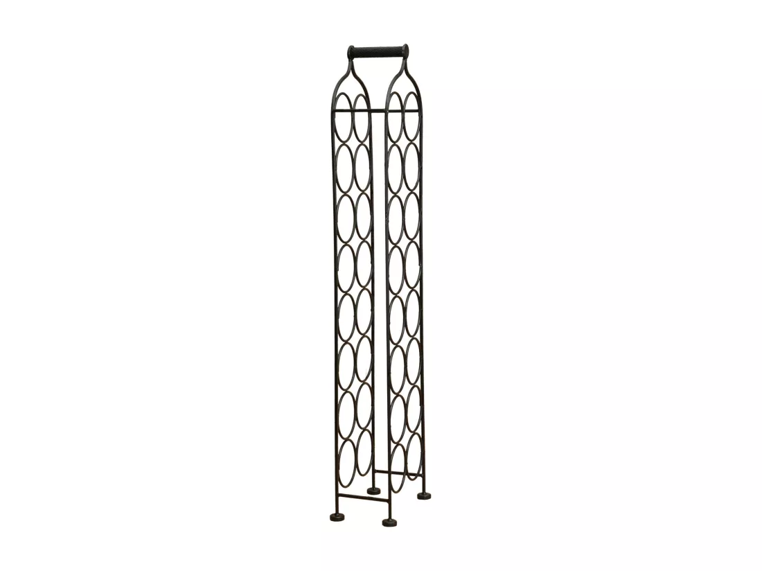 BISCOTTINI Porte-Bouteilles - Fer Forgé Finition Noir Antique - Idéal pour la Décoration du Salon ou de la Cuisine - Casier à Vin - 25 x 15 x 105 cm - Support pour 16 Bouteilles de Vin