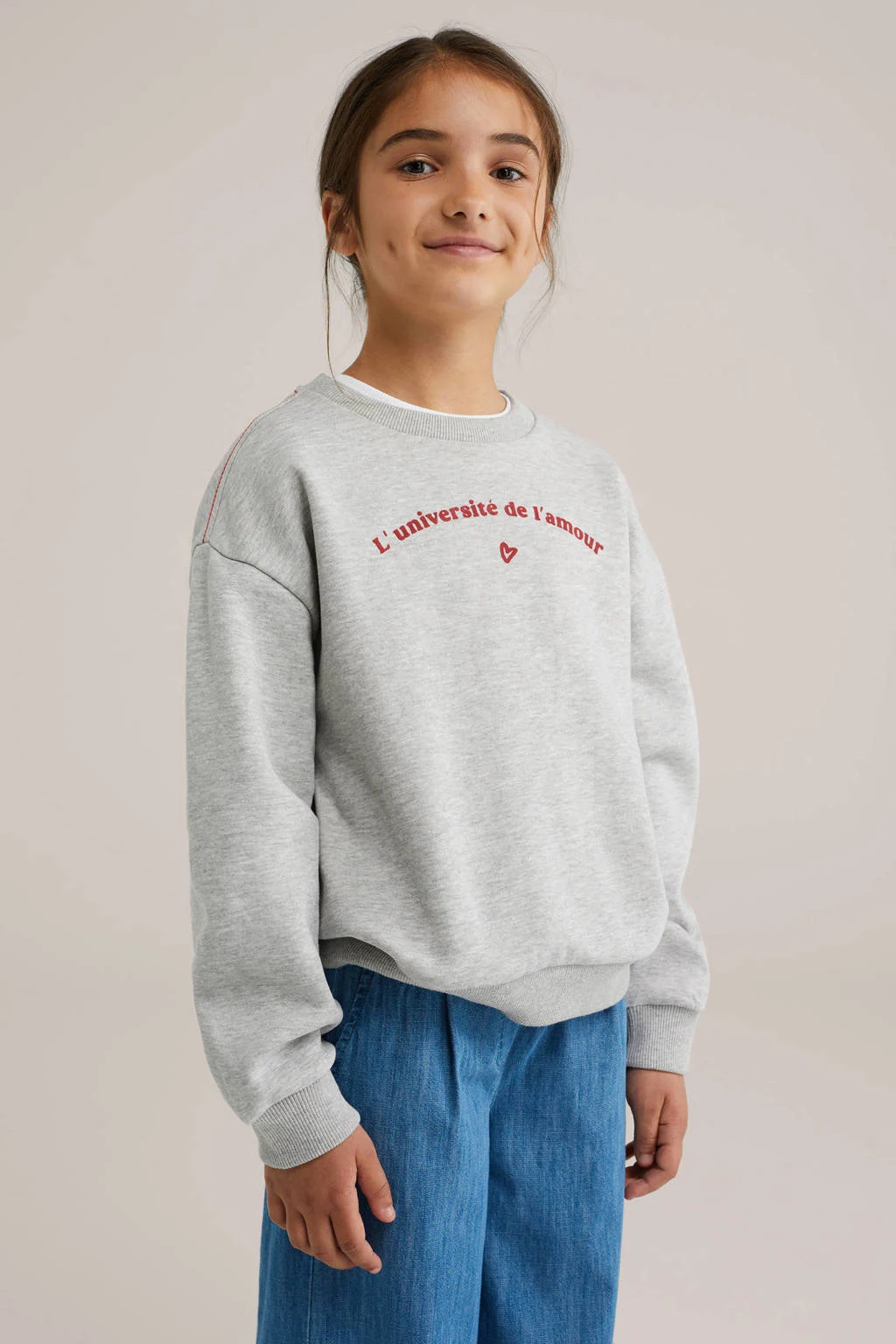 WE Fashion sweater grijs melange
