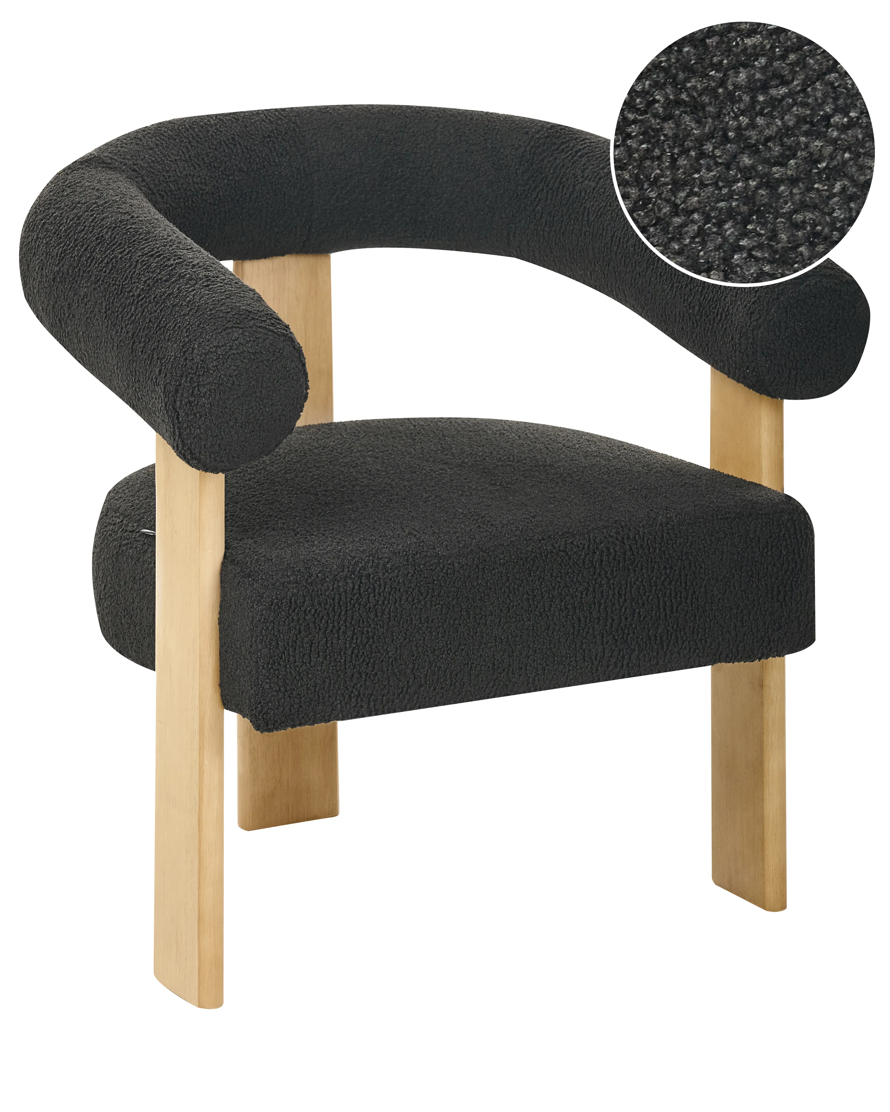 Fauteuil ILBRO Bouclé Zwart/lichtbruin