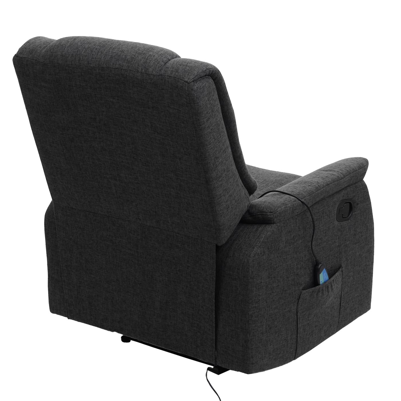 Fernsehsessel MCW-F23, Relaxsessel Liege Sessel, Stoff/Textil 102x79x96cm ~ grau inkl. Massage- und Wärmefunktion