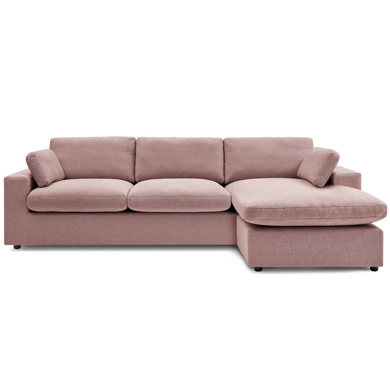 Bobochic Canapé d'angle fixe réversible belair rose - 280x139 cm