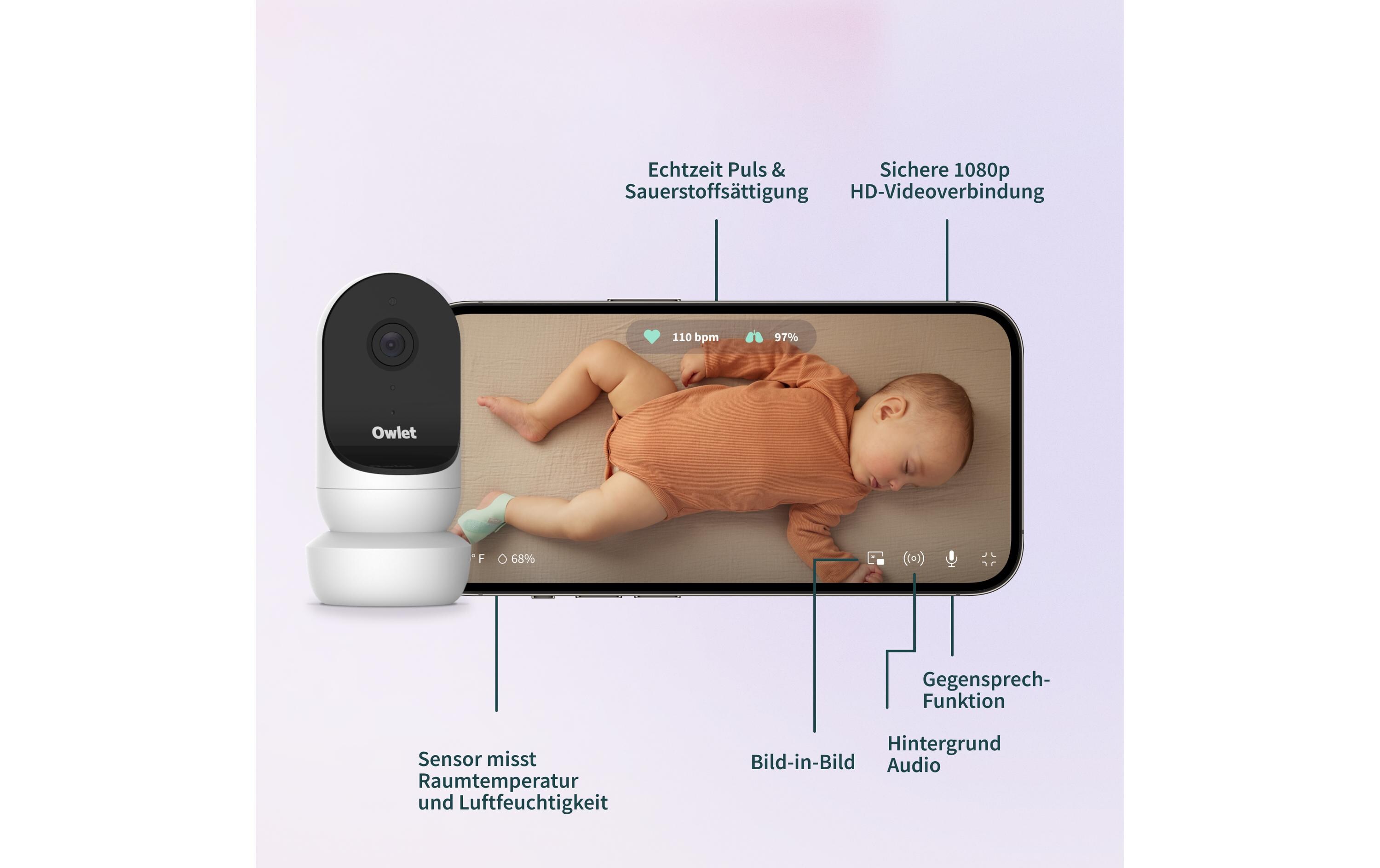 Babyphone Dream Sock + Cam 2 Bundle Edelrosa<br>Medizinisch geprüftes Babyphone mit Kamera