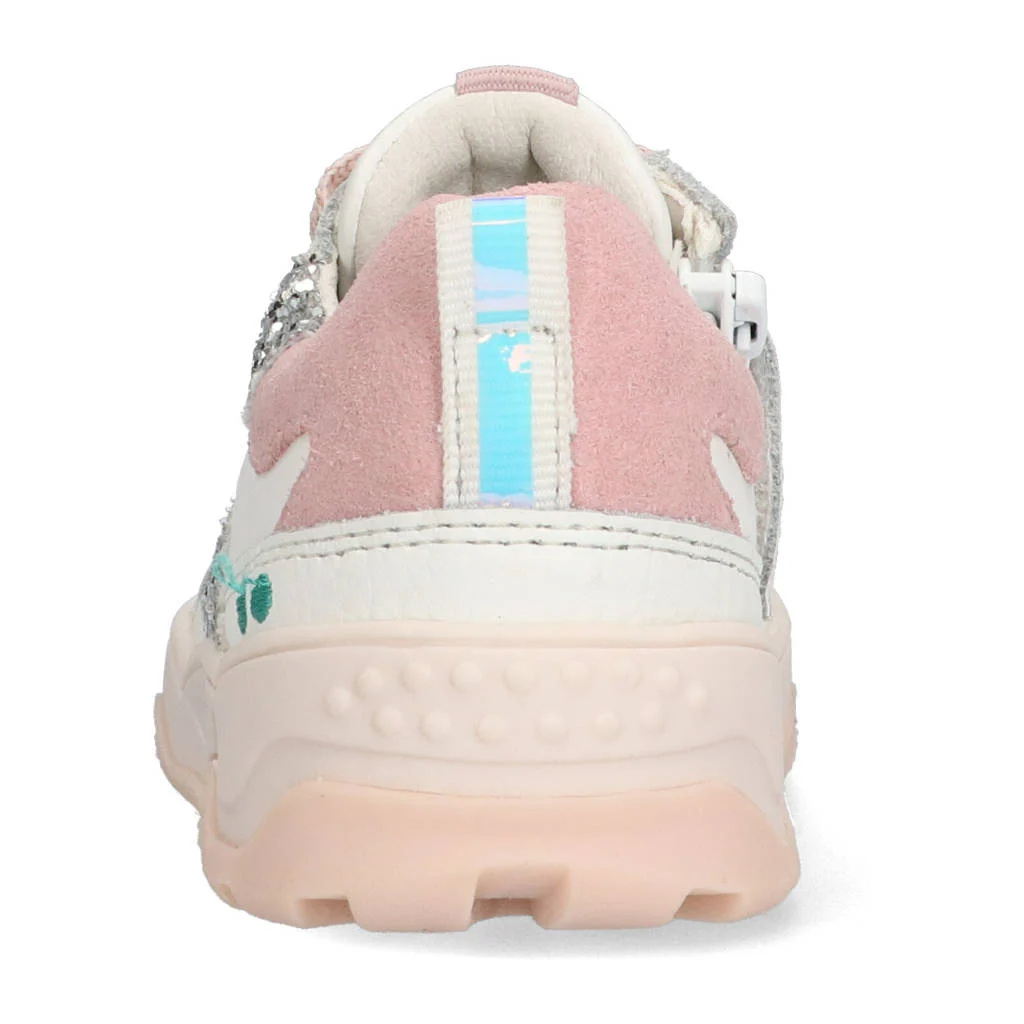 BunniesJR Ciske Chunkyleren sneakers met glitters wit/roze
