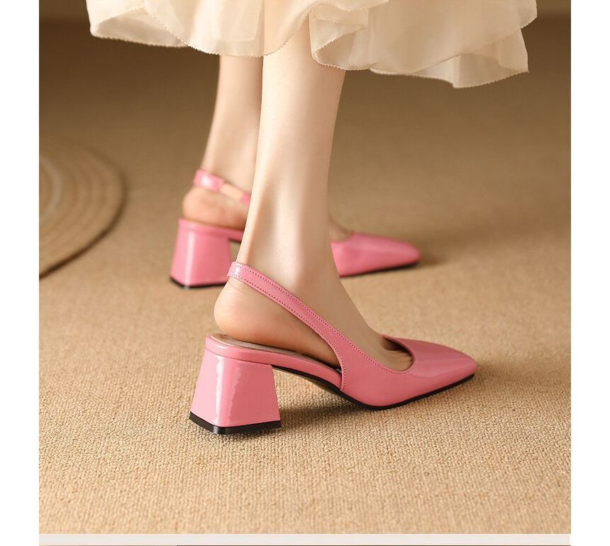 Niuna - Slingback muiltjes met vierkante neus en blokhak