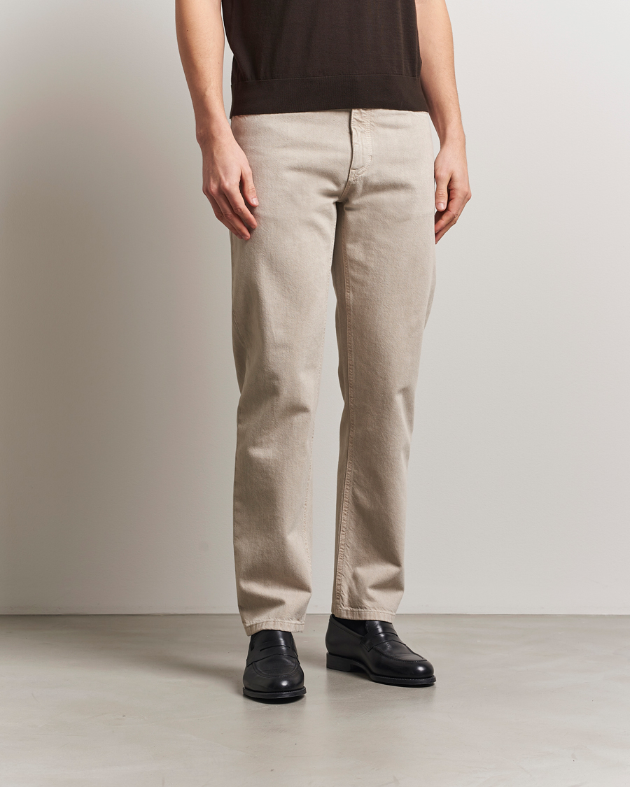 Zegna 5-Pocket Marbled Denim Pants Beige