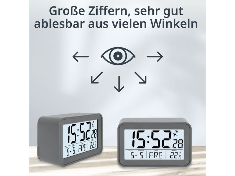 ADE Funkwecker mit Kalender Wecker mit digitaler Anzeige