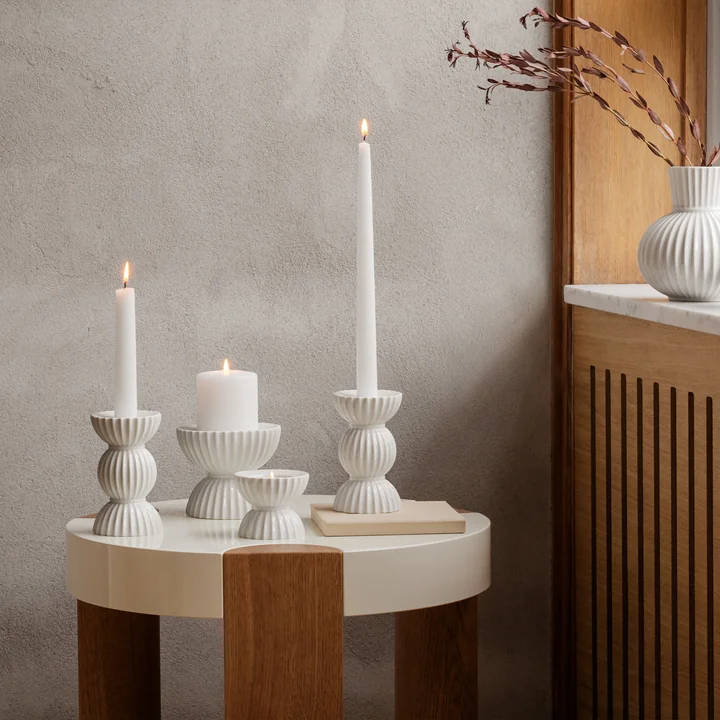 Lyngby Porcelæn - Lyngby Tura Teelichthalter, Ø 8 cm, weiss