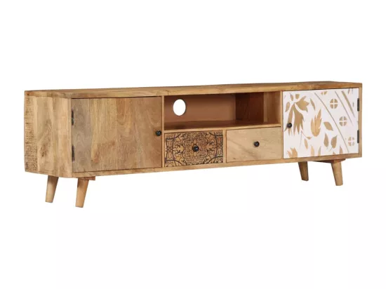 Meuble TV 140x30x40 cm Bois de manguier massif
