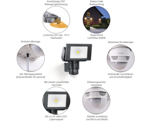 Steinel LED Sensorspot 14,7W 1375 lm 4000K 21,5x15,5 cm LS 150 S zwart